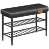 VASAGLE Regál na topánky EKHO s polstrovanou lavicou kovový čierný