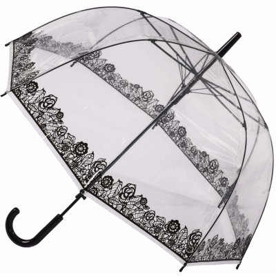 Blooming Brollies Clear Dome Stick with Black Lace Effect deštník dámský holový