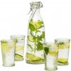 Fľaša 1l + 4 poháre 250 ml sada sklo