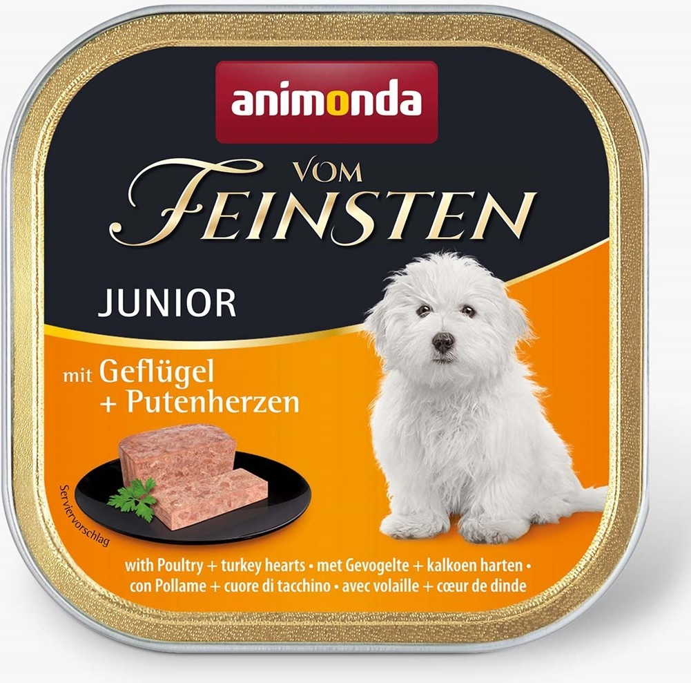 Animonda Vom Feinsten Junior Dog hydina a morčacie srdca 150 g