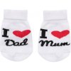 Dojčenské bavlnené ponožky New Baby I Love Mum and Dad biele 62 (3-6m)