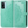 Peňaženkové kožené puzdro Mandala Flower Embossed na Oppo A57 / A57s - Zelená