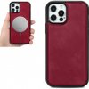 AppleKing kryt z PU kože kompatibilný s bezdrôtovým nabíjaním pre iPhone 12 Pro Max - červený - možnosť vrátiť tovar ZADARMO do 30tich dní