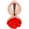 Kink - pink gold anal plug with red rose l
