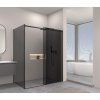 Erga Lynn, sprchový kút s posuvnými dverami 130(dvere) x 110(stena) x 195 cm, 8mm šedé sklo, čierny profil, ERG-V02-LYNN-D130G110-GR-BK