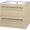 Mereo Bino, kúpeľňová skrinka s keramickým umývadlom 61 cm, dub Sand Barbera
