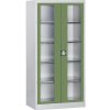 Skriňa s krídlovými dverami s priehľadným okienkom ,so 4 policami, š x h 1950 x 950 mm mauser