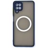 Silikónový kryt s magnetickým krúžkom pre Samsung Galaxy A12 - Modrý