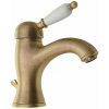 Sapho Sapho, KIRKÉ WHITE stojánkova umývadlová batéria s výpusťou, biela páčka, bronz, KI02BB