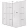 CERANO - Sprchová zástena Walk-in Onyx TL/P - 8 mm - hranatá vzpera + polička/držiak na uteráky - chróm, industriálne sklo - 150x110x200 cm