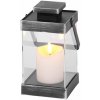 Lampáš MagicHome Vianoce Retro, s LED sviečkou, čierny, 3xAAA, plast, časovač, 10x18,5 cm, pohyblivý plameň