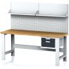 Alfa 3 Nastaviteľný dielenský stôl MECHANIC I, závesný box na náradie, nadstavba, polica, 2 zásuvky, 2000x685x700-1055 mm, antracit