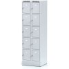 Alfa 3 Šatníková skrinka S6 na sokli s úložnými boxami, 10 boxov, 1920 x 600 x 500 mm, cylindrický zámok, sivé dvere