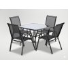 SÚPRAVA ZÁHRADNÉHO NÁBYTKU – 4 STOLIČKY + ŠTVORCOVÝ STOLÍK – ČIERNY