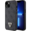 Guess PU 4G Strass Triangle Metal Logo iPhone 15, čierne