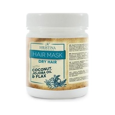 Hristina vlasová maska pre suché vlasy s ľanom, kokosom a jojobovým olejom 200 ML