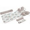 Baby Nellys Obojstranný 5-ti dielny komplet do kočíka s minky Cute Teddy, biela/sivá