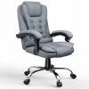 ERGONOMICKY OTOČNÉ KANCELÁRSKE KRESLO Z EKOKOŽE, SIVÉ, KRESLO DO KANCELÁRIE