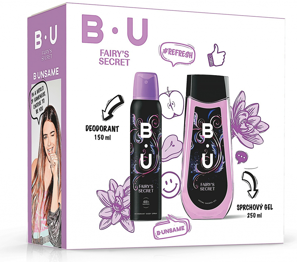 B.U. Fairy Secret deospray 150 ml + sprchový gel 250 ml darčeková sada