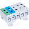 Tracon Rozvodná odbočná svorkovnica na DIN lištu 5x2,5-35mm² sivá/modrá/žltozelená FLEAL-35