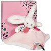 DouDou ET Compagnie Doudou darčeková sada ružová zajačik so štvorcovou dečkou 25 cm