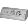 Zásuvkový panel 2x220V + 2xUSB A/C, sivostrieborný