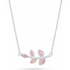 Brilio Silver Slušivý strieborný náhrdelník lístky s ružovým opálom NCL165WP