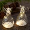 SIRIUS LED svetelný anjel sklenený, číry, sada 2 kusy, 8 cm