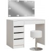 Vicco Dressing table Thalia, 100 cm with LED lighting and stool, Biela High Gloss