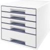 Zásuvkový box Leitz WOW CUBE, 5 zásuvek, bílá/šedá