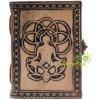 Kožený Zápisník – Budha - 17,5 x 12,5 cm, svetlohnedý
