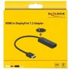 Delock - Video / audio adaptér - HDMI, Micro-USB typ B (pouze napájení) do DisplayPort se zdířkami (female) - 24 cm - černá - podpora 4K60 Hz (3840 x 2160), Lontium LT6711A chipset