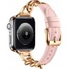 eses Kožený remienok s retiazkou pre Apple Watch - Svetlo ružový, 42mm, 44mm, 45mm, 49mm