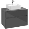 VILLEROY & BOCH Collaro závesná skrinka pod umývadlo na dosku (umývadlo v strede), 2 zásuvky, 800 x 500 x 548 mm, Glossy Grey, C09300FP