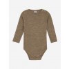 Merino body pre deti s dlhým rukávom CeLaVi hnedé Cocoa Creme