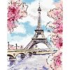 Zuty – Maľovanie Podľa Čísel – Eiffelova Veža A Ružovo Kvitnúce Stromy, 80 × 100 cm, Plátno + Rám 8596530083276