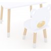 DEKORMANDA - detský stolík so stoličkou - nábytok do detskej izby - kreslo medvedíka pre milovníkov malých zvieratiek - biely detský stolík 65 x 50 cm