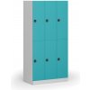Šatníková skrinka S1 s úložnými boxmi, 6 boxov, 1850 x 900 x 500 mm, demont, kódový zámok, zelené dvere