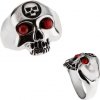 Šperky eshop - Oceľový prsteň - lebka s menšou lebkou na čele BB3.15 - Veľkosť: 72 mm