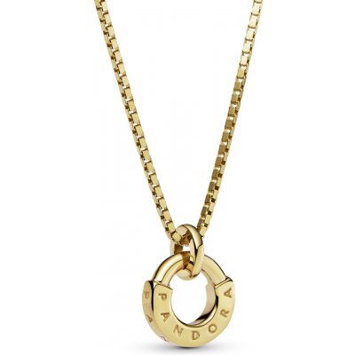 Pandora krátký zlatý náhrdelník signature s I-D 352229C00