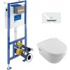 Villeroy & Boch - Inštalačný systém ViConnect s WC tlačidlom a závesným WC 370x530 mm s WC sedátkom, SoftClose, Rimless