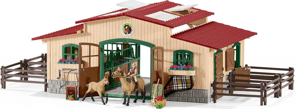 Schleich 42195 Stáj s koňmi a příslušenstvím