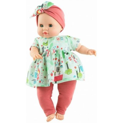 Paola Reina Realistické miminko holčička Patri v červených kalhotech Los Manus 36 cm