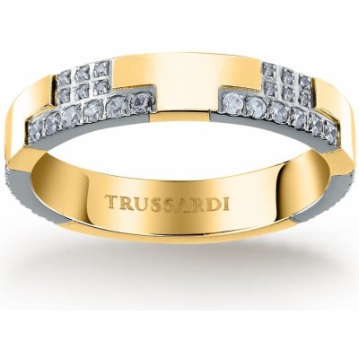 Trussardi bicolor prsteň z ocele T-Logo TJAXC39