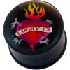 Šperky eshop - Piercing do ucha - rozvetvené srdce, nápis LUCKY 13 W02.10 - Hrúbka piercingu: 18,5 mm