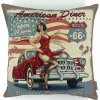 Gobelínový obliečka na vankúš AMERICAN DINER ROUTE 66 45 x 45 cm