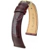 Remienok Hirsch London Alligator - bordový, lesklý - 17 mm - L – Štandardná dĺžka (doporučujeme) - 16 mm - Zlatá + 5 rokov záruka a darček ZADARMO