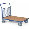 Plošinový vozík s drôtenou výplňou madla, 1200x800 mm, nosnosť 200 kg, kolesá 125 mm so sivou gumou