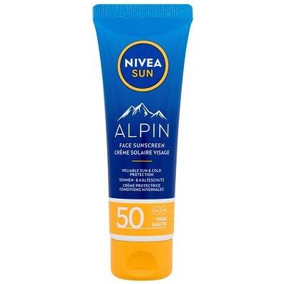 Nivea Sun Alpin Face Sunscreen SPF50 pleťový krém pro ochranu před uv zářením a chladem 50 ml unisex