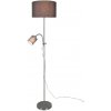 Trio R40192007 stojacie svietidlo Owen 1x42W + 10W | E27 + E14 - ohybné rameno, oddelené vypínače, matný nikel, šedá